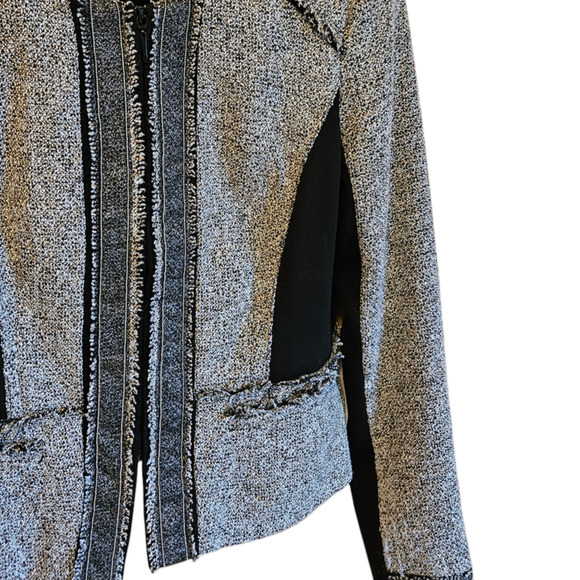 White House Black Market Belle Tweed Moto Jacket Blazer Black Women's Size 4 - Picture 4 of 10